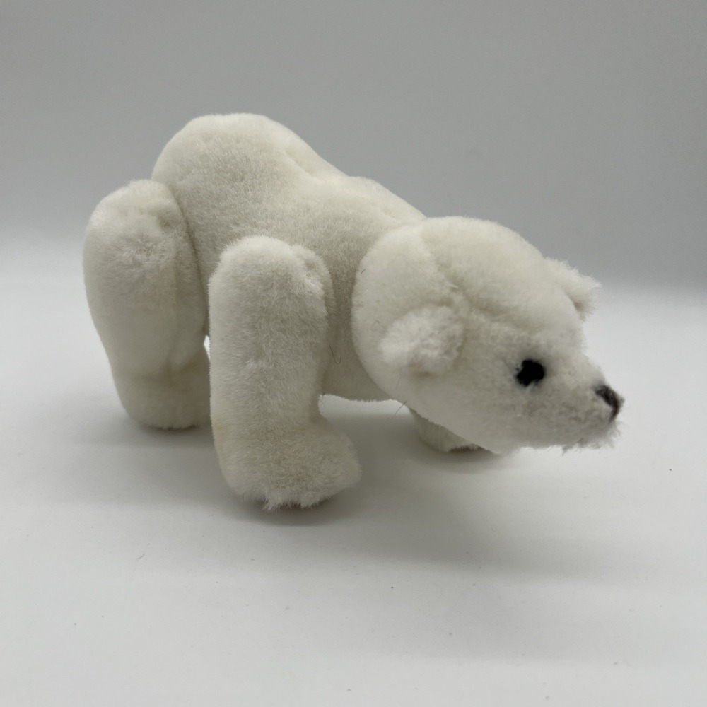 Vintage K&M International Polar Bear 8" plush, jointed limbs, poseable, 1992